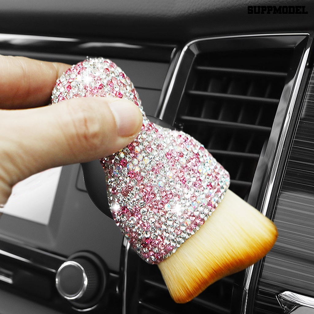 [Auto] Air Outlet Brush Rhinestones Handle Penghilang Debu Celah Otomatis Detailing Brush Alat Pembersih Interior Mobil