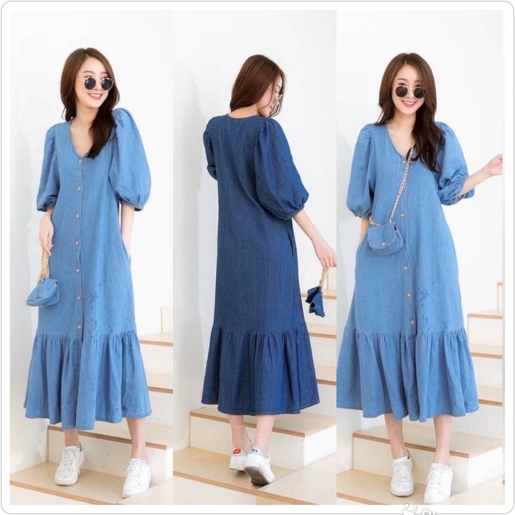 (AMD) GAMIS MIDI JASMINE OVERSIZE REMPEL DRESS ATASAN WANITA CRINCLE AIRFLOW