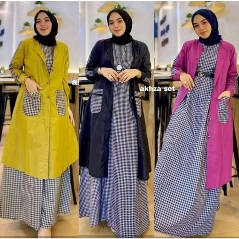 NAYLA gamis kotak set outer super jumbo ld 90 - ld 130 140 150 160 170 180