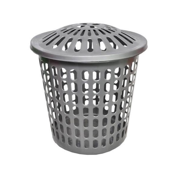 Keranjang Baju Kotor / Keranjang Plastik / Keranjang Laundry Bulat Silver