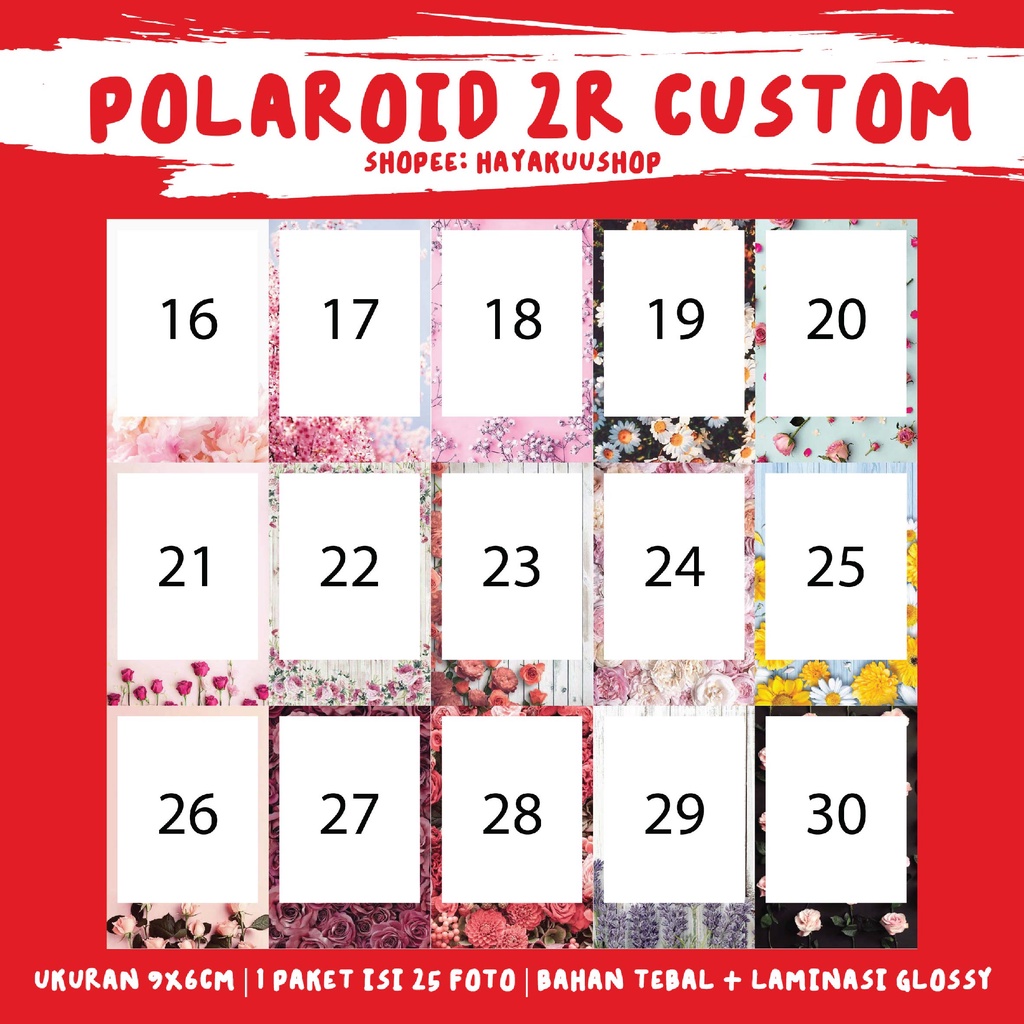 CETAK POLAROID CUSTOM PAKETAN (25 FOTO 1 BG)