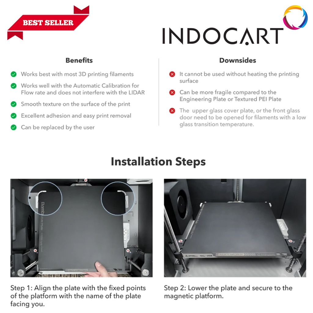 INDOCART 3D Printer Parts Bambu Lab Bambu High Temperature Plate PEI