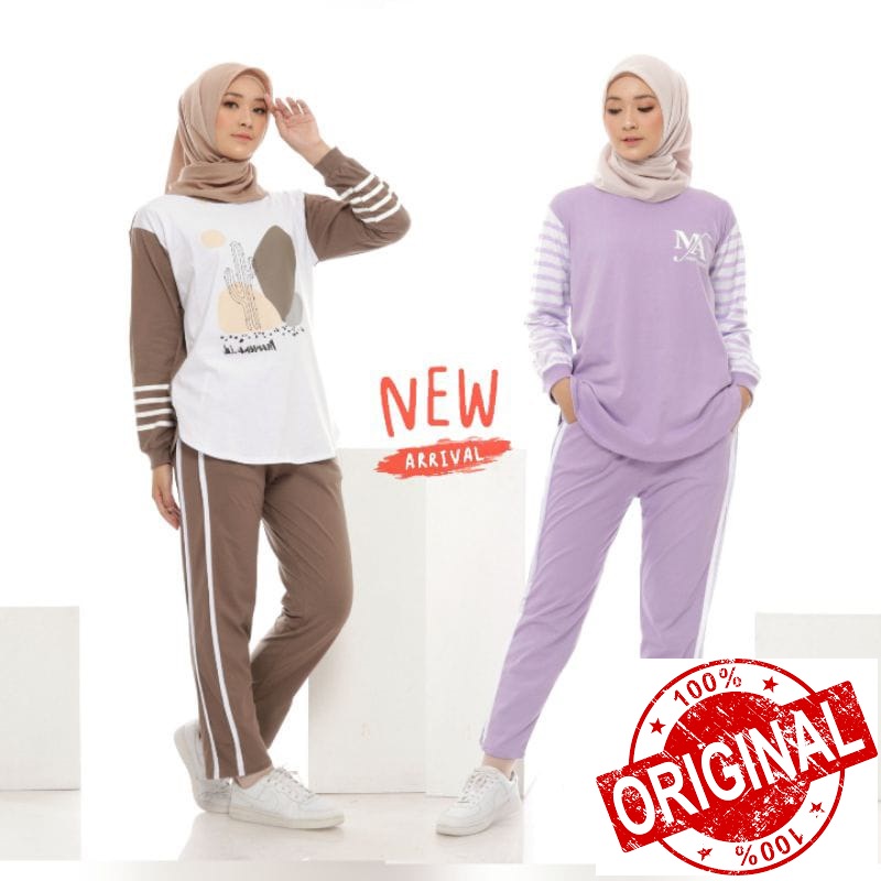 Set kinara by Mareema - Setelan Olahraga Gowes Senam Wanita - One Set Sporty Sepeda Muslimah