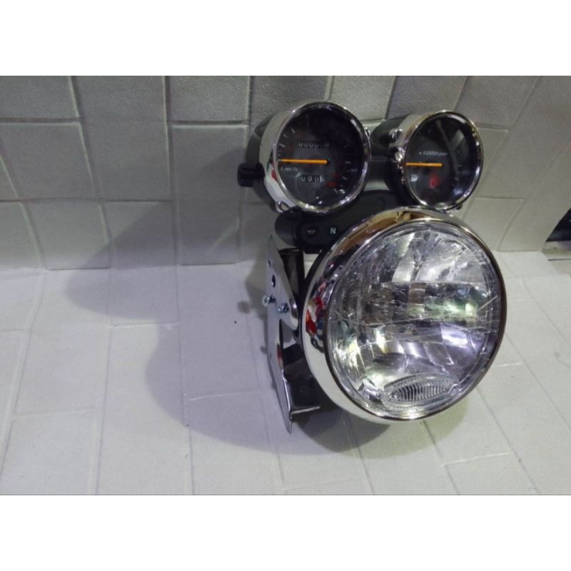 Paket Lampu Depan Bulat Hitam Rx King Breket Kupingan Rx King Speedometer Kilometer Rx King