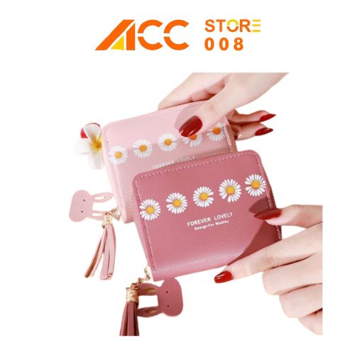 Dompet Wanita BS44 Dompet Koin/kartu Mini Motif Bunga Daisy ACC