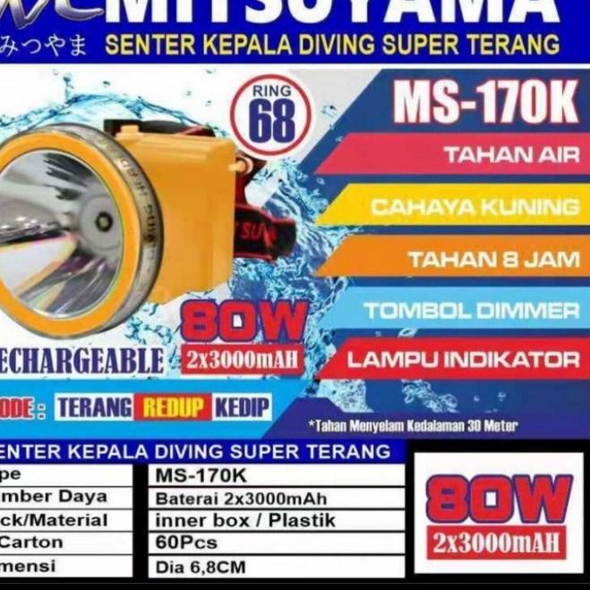 Murah Spesial COD✅Senter Kepala Selam Diving 80 Watt Mitsuyama MS-216P/K / Head Lamp Diving 80Watt / Senter Kepala Mitsuyama MS 216P &amp; MS 216K 80 Watt Ring 88 / SENTER KEPALA SUPER TERANG MS-216P - MS-216K 80 WATT / MS 147P - MS 147K / MS-170P - MS-170K /