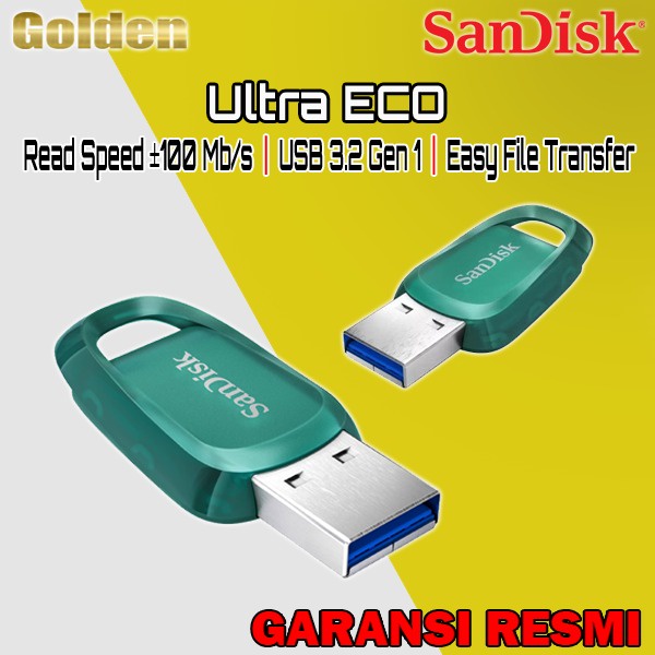 SANDISK Ultra ECO USB 3.2 Flashdisk 64GB 128GB 256GB 512GB Resmi