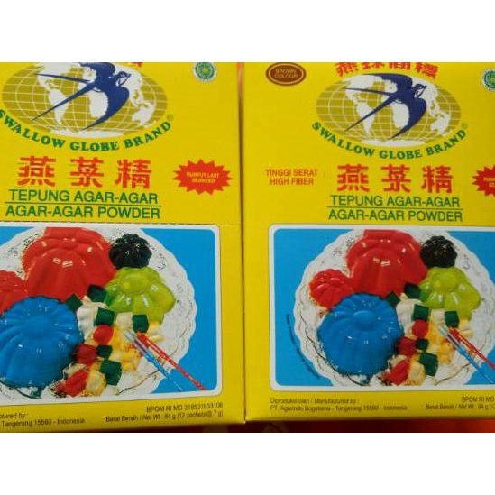 

READY ✅Tepung Agar-Agar Swallow Globe Brand satu dus kecil isi 12 sachet .|KD2