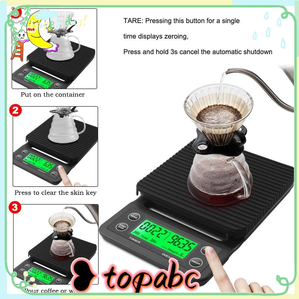 Top Drip Coffee Scale High Precision Dengan Timer Timbangan Elektronik LCD Pintar