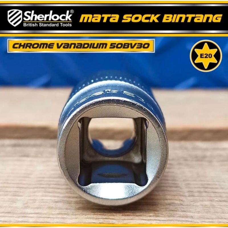 Sherlock 1/2" Drive Star Socket Kunci Shock Bintang Mata Sok E20