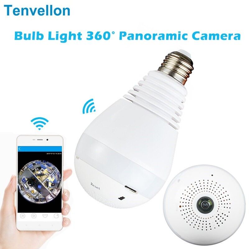 CCTV Wifi Panoramic 360 derajat 1080P Lampu IP Kamera CCTV 3D VR V20D