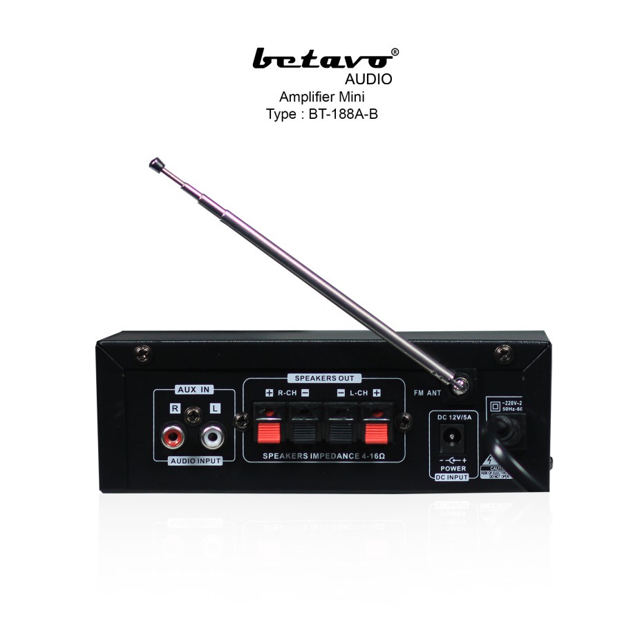 Betavo Mini Amplifier Bluetooth BT-188A-B Ampli Karaoke 12 Volt