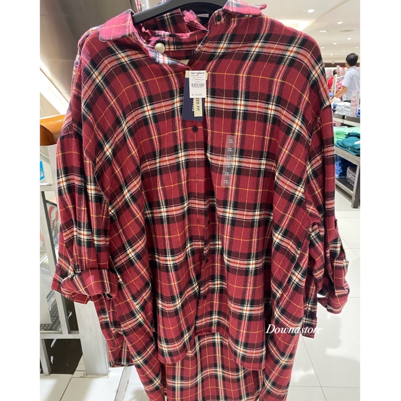 Nevada kemeja/Tunik Flanel oversize wanita (S-XL)