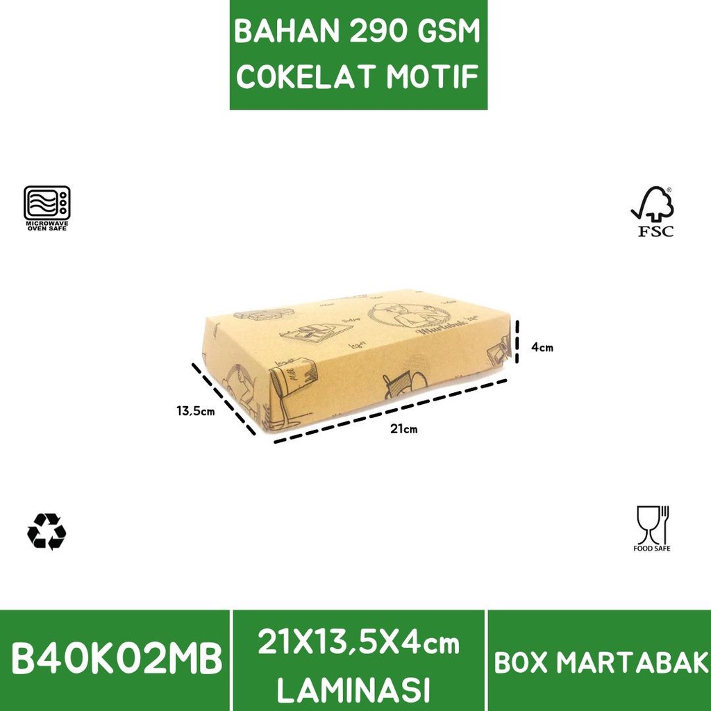 

B40K2MB LAMINASI (ISI PAKET 25) BOX MARTABAK KRAFT LAMINASI MOTIF