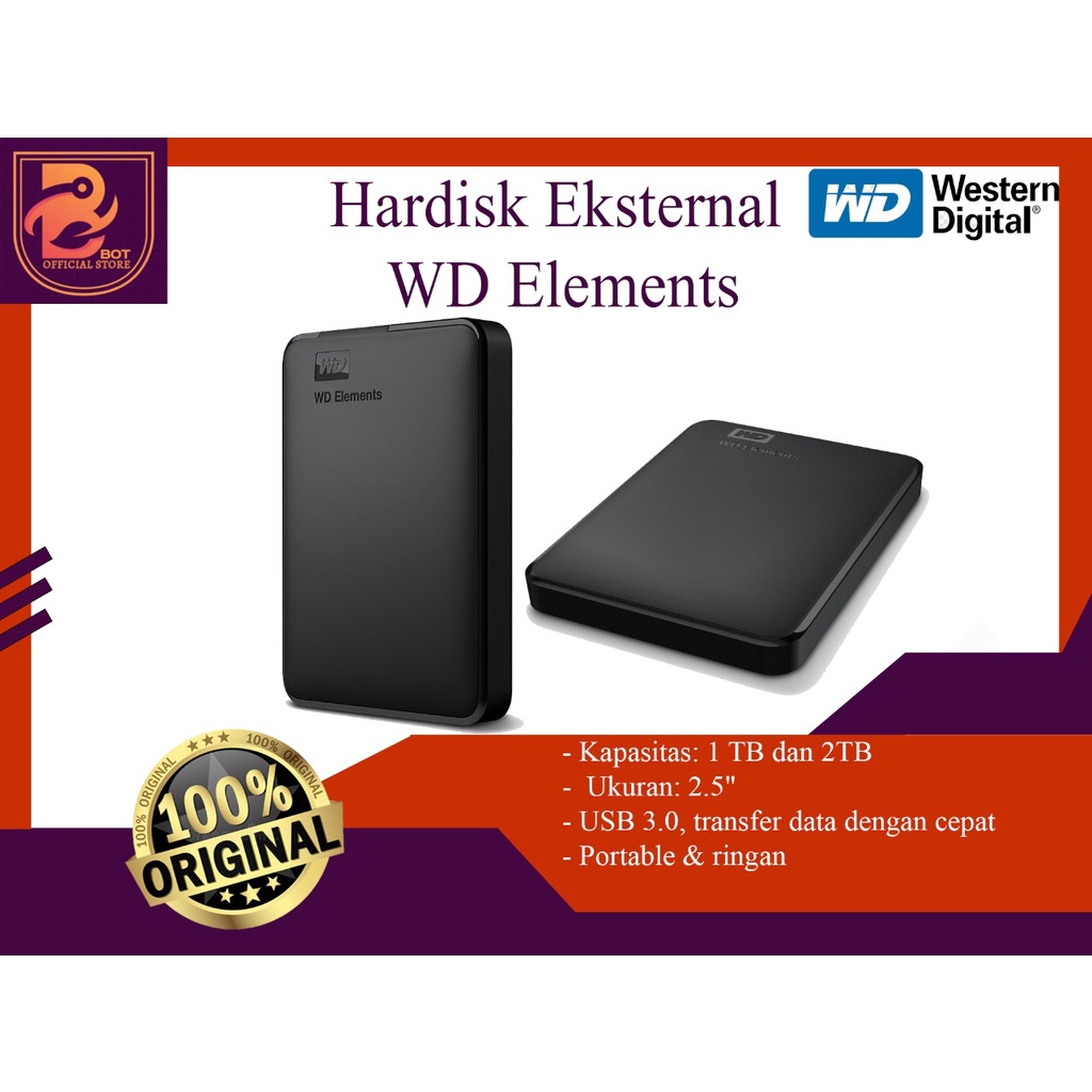 WD Element 1TB - 2TB HDD HD / Hardisk / Harddisk / Harddrive External