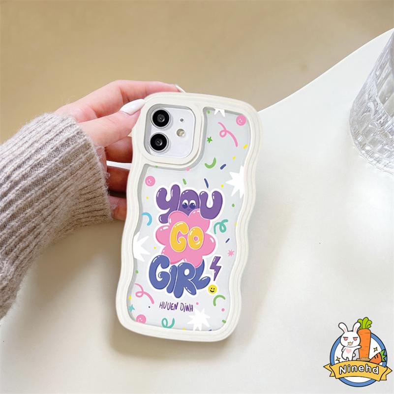 Realme 10 9 Pro+ C35 C33 C31 C30 C30s C21 C21Y C25Y C25 C25s C20 C20A C17 Realme C15 C12 C11 8 8i 7i 5 5i 5s 6i C3 Narzo 50i 50A Prime Narzo 30A 20 Creative Premium Motif Kotak Pink Wavy Frame Phone Case Clear Silicone Soft Case Protective Cover