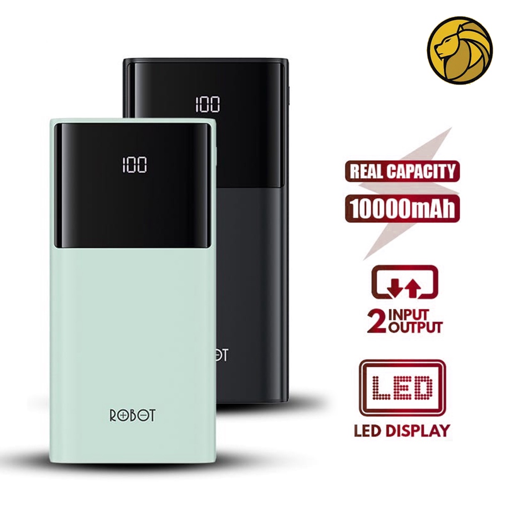 Power Bank Robot RT190S LED Display 10000 Mah Black Blue RT190