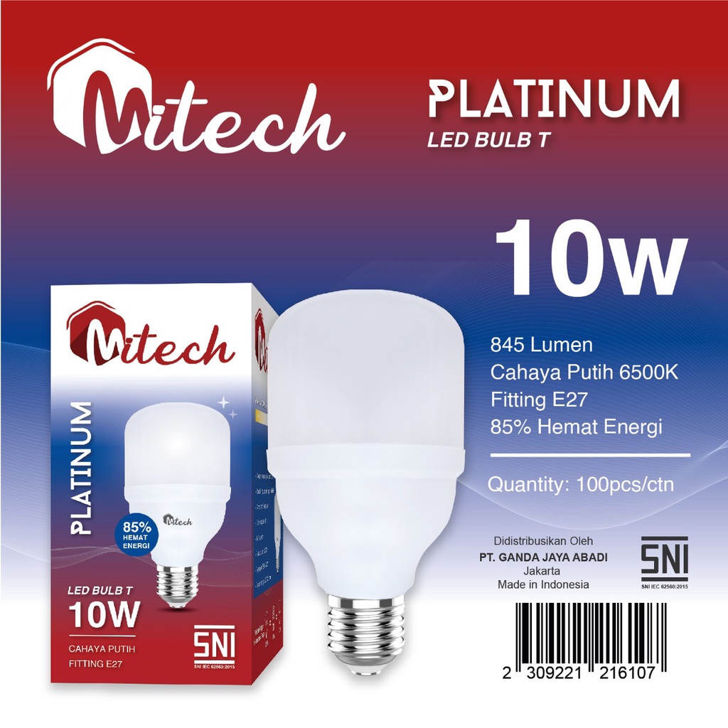 Capsule Lampu Led MITECH PLATINUM T Bulb 10w 10 Watt Bohlam Led Kapsul