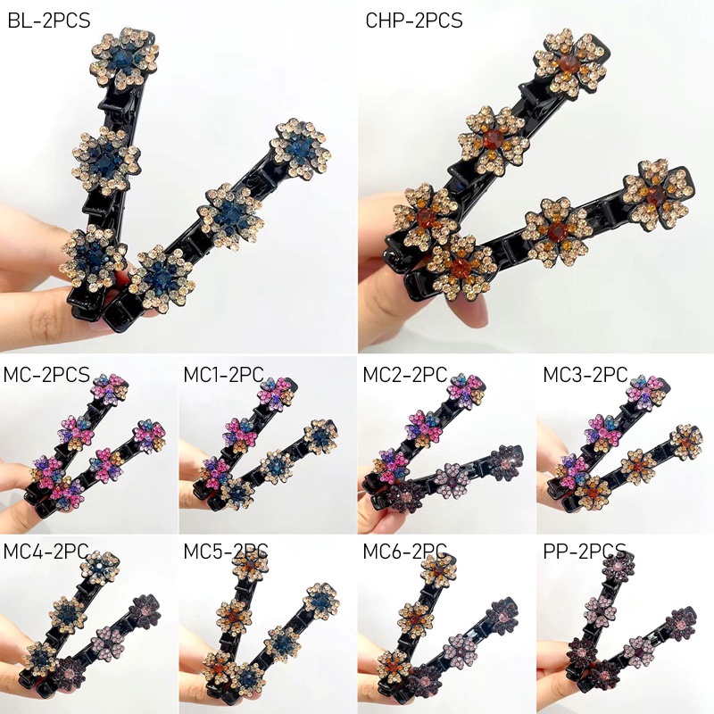 2pc Mode Baru Gaya Korea Acryli Kristal Bunga Jepit Rambut Untuk Gadis Musim Panas Manis Lucu Poni Samping Jepit Rambut Klip Elastis