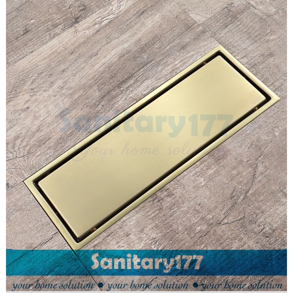 Saringan Got Panjang stainless 304 GOLD 10x30 cm -Floor drain tile insert smart Drain 30cm 30 cm stenlis emas gold pembuangan air mandi anti kecoa tikus drainer