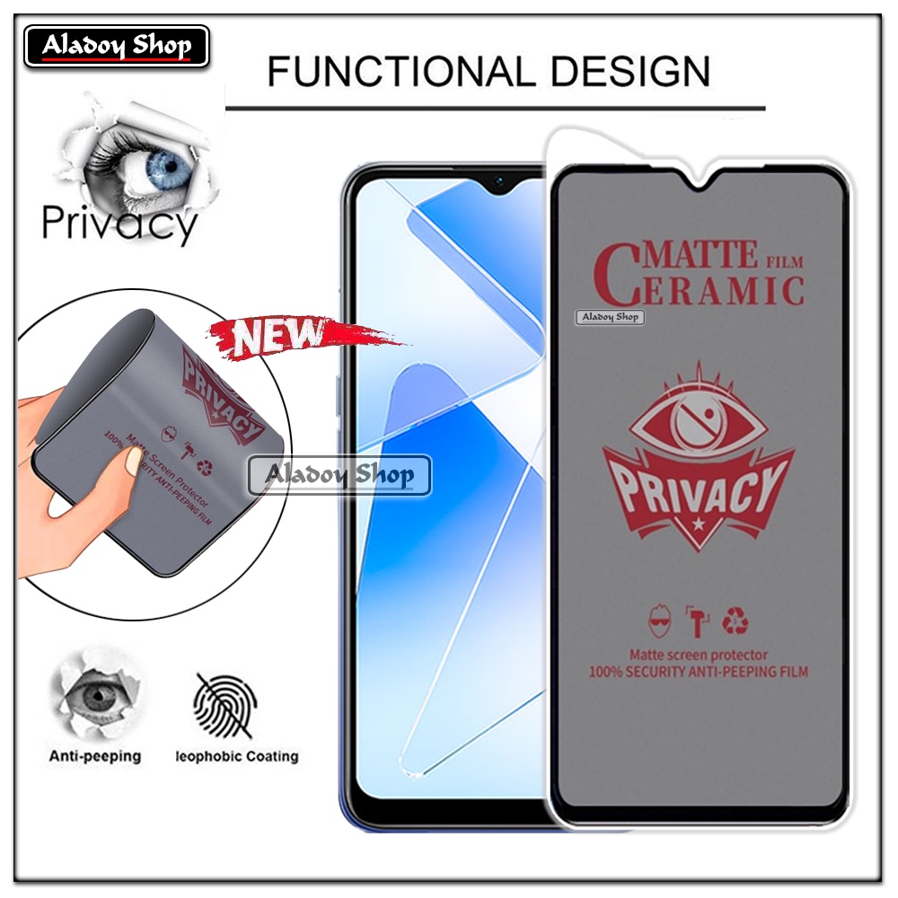 Tempered Glass Anti SPY Oppo A55 5G Anti Gores Privacy + Tempered Glass kamera dan Skin Carbon