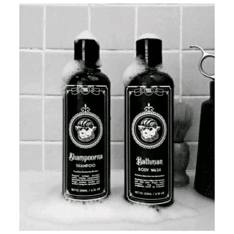 Sampoorna Shampo & Bathman body wash, pelurus rambut permanen