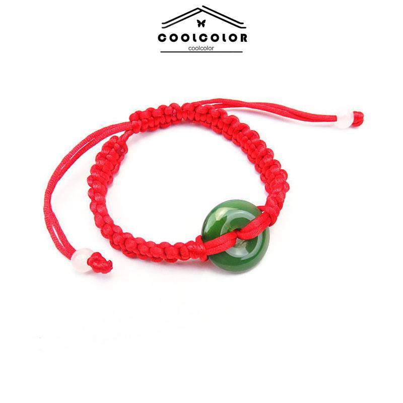 COD❤️Gelang Tangan Tali Merah Aksen Batu Giok Hetian Lucky Untuk Pasangan Pria Dan Wanita Hand Rope Adjustable- cl