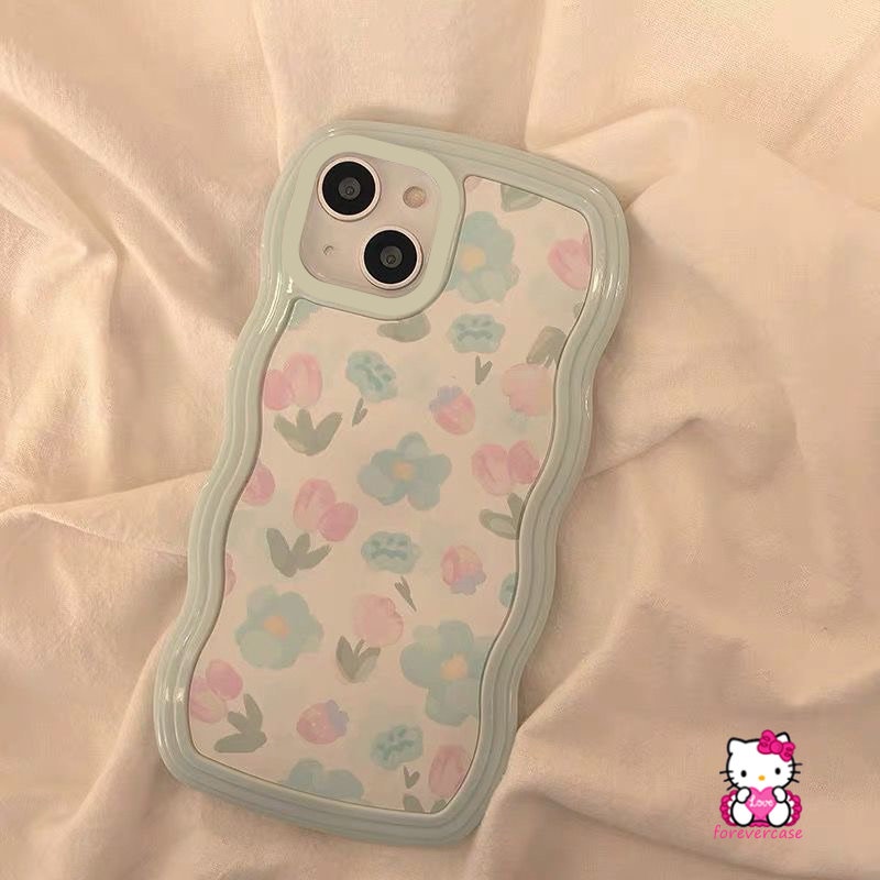 Samsung A13 A12 A03s A32 A04E A03 A53 A50s A52 A22 A04 A04s A23 A30s A52s A31 A21s A50 A20s A11 A02s A51 A33 A20 M22 Watercolor Fresh Bunga Biru Wave Edge Soft Case