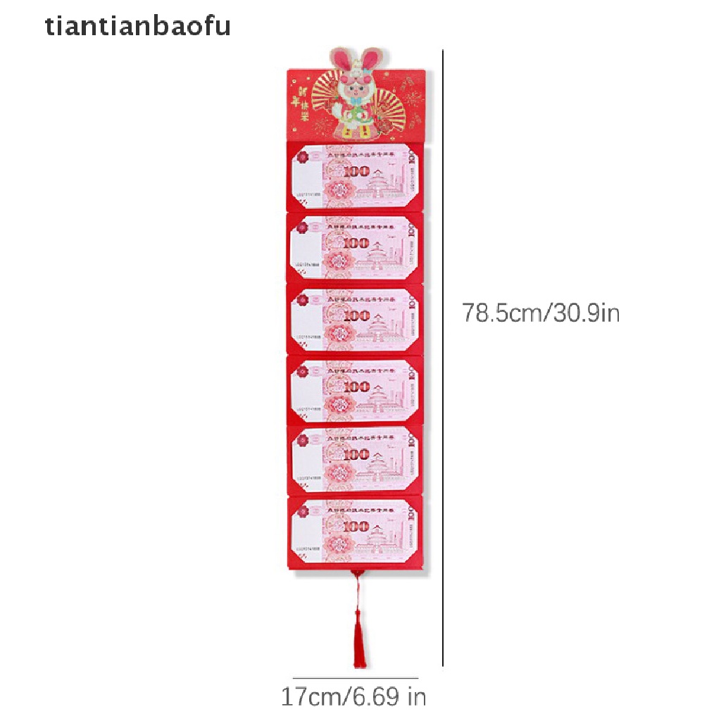 [tiantianbaofu] 6klip Tahun Baru Maskot Zodiak Kartun Kelinci Merah Paket Lipat Amplop Merah Festival Musim Semi Hadiah Tas Uang Keberuntungan Merah Paket Butik