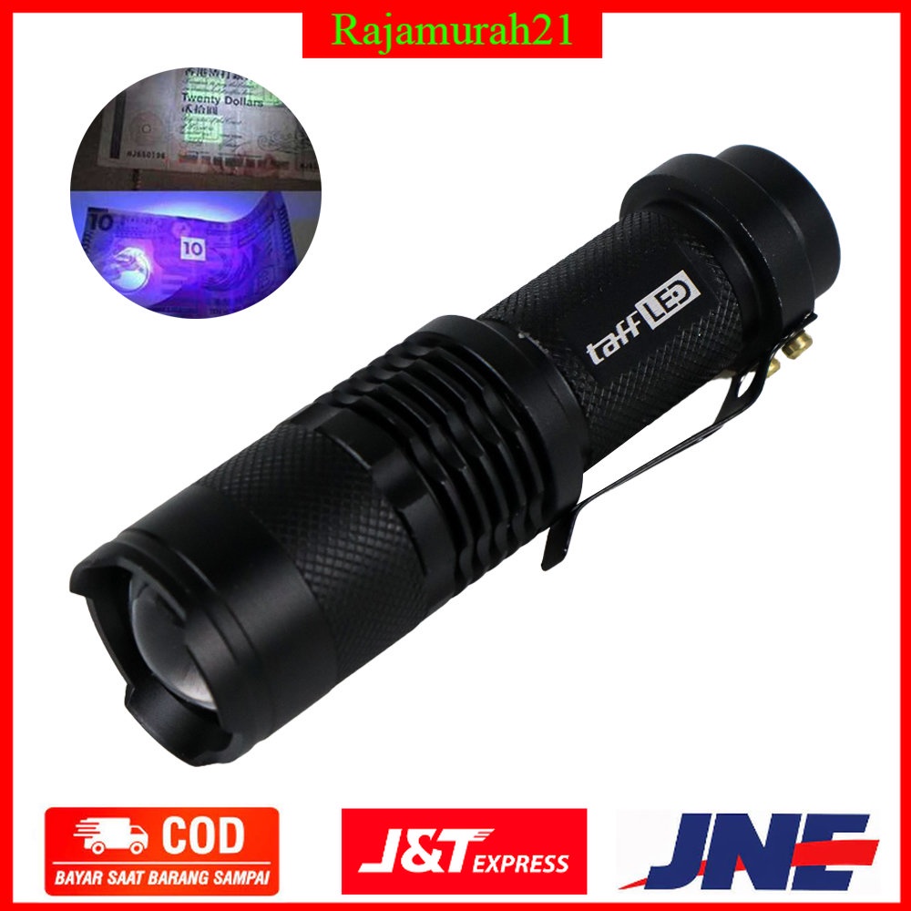 TaffLED Senter LED 395nm Waterproof Pocketman Ultraviolet - P1 - Black - OMFL2KBK