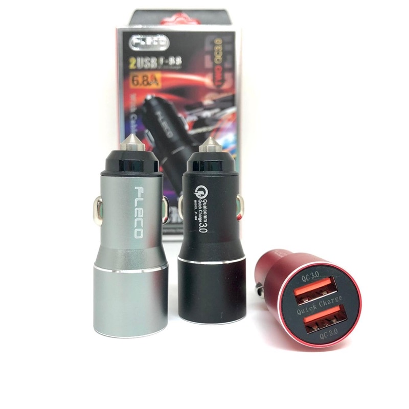 ADAPTOR CAR CHARGER F88 FAST CHARGING DUAL USB QC3.0 6.8A 36W REAL HIGH SPEED QUALITY BY SMOLL