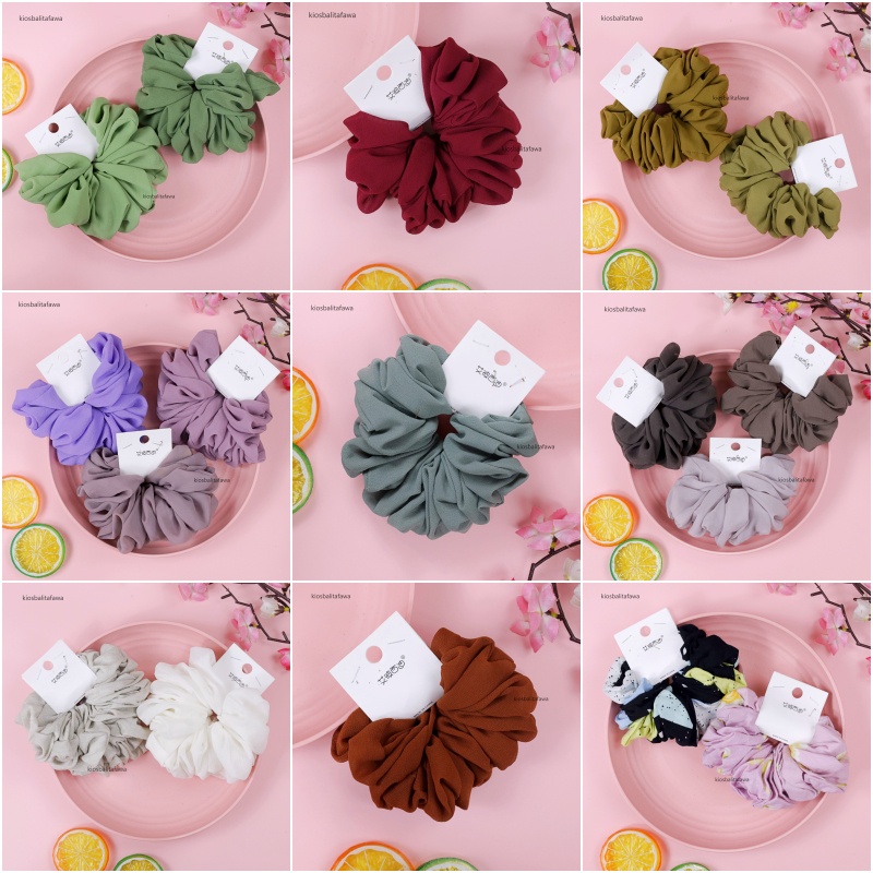 Ikat Rambut Scrunchie / Kunciran Cepol JIlbab Aksesories Wanita Korean Style Kuncir Polos Hijab Kualitas Import Babycinnamon