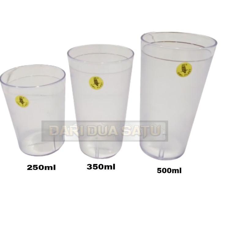 Dijamin Murah 6Pcs Gelas Melamin Gelas melamine  OWL Food Court Aklrilik Bening Anti Pecah 250ml 350