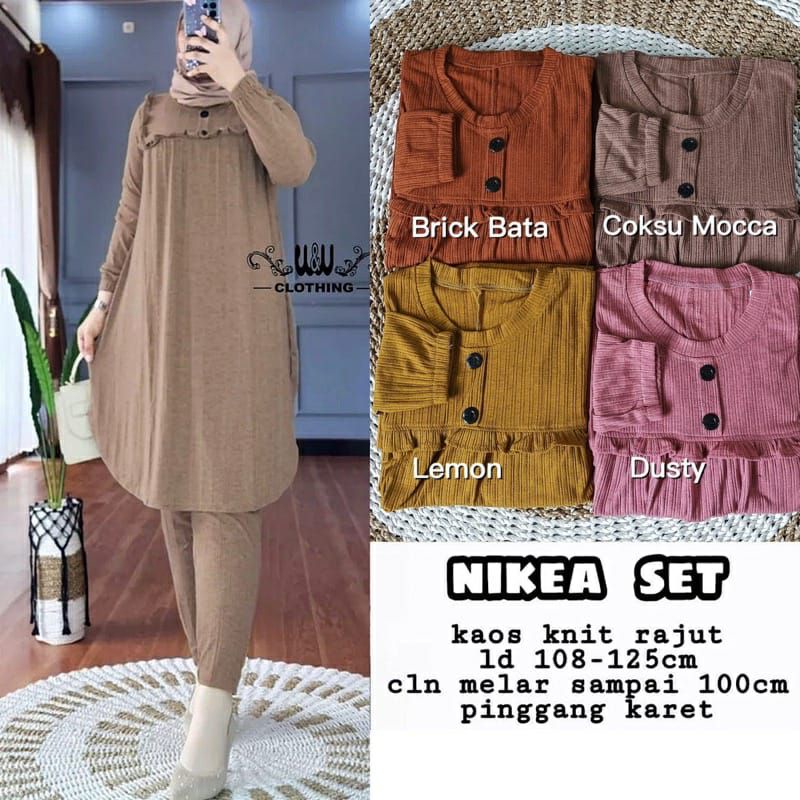 Nikea setelan wanita kaos knite / setelan wanita kekinian