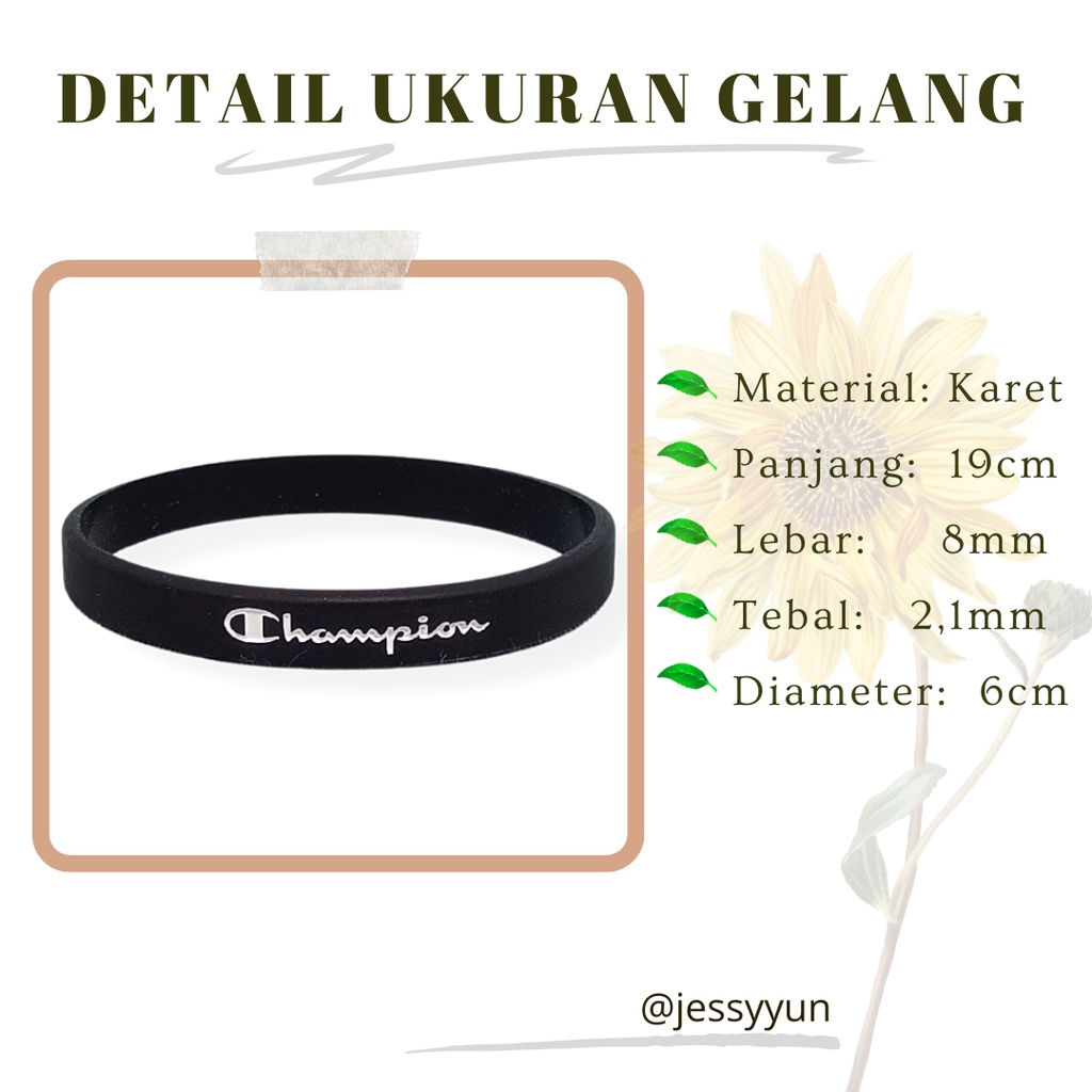 Gelang Tangan Pria - Gelang Karet Champion Bracelet Rubber Aksesoris Fashion Hype