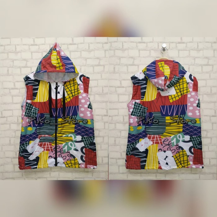 ⭐BISA COD⭐ ROMPI PARASUT CEWEK / JAKET ROMPI SEPEDA WANITA - Red Geometri, M