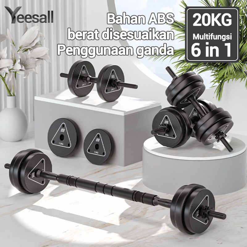 Dumbbell Barbell 20Kg Multi Function Dumbbell Alat Futnes Gym Set Bisa Bongkar Pasang