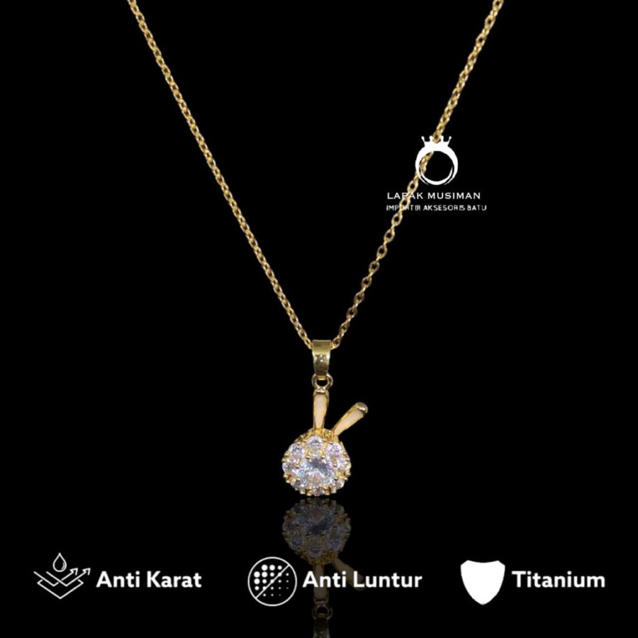 [Bayar Di Tempat] Perhiasan Wanita Kalung Titanium Asli Anti Karat Liontin Spin