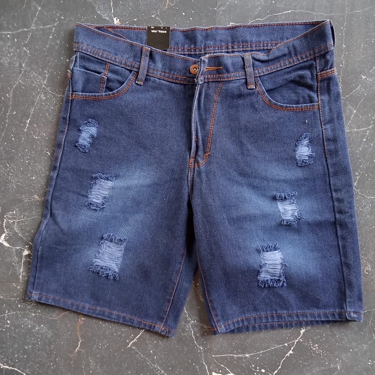 CELANA JEANS PENDEK SOBEK PRIA