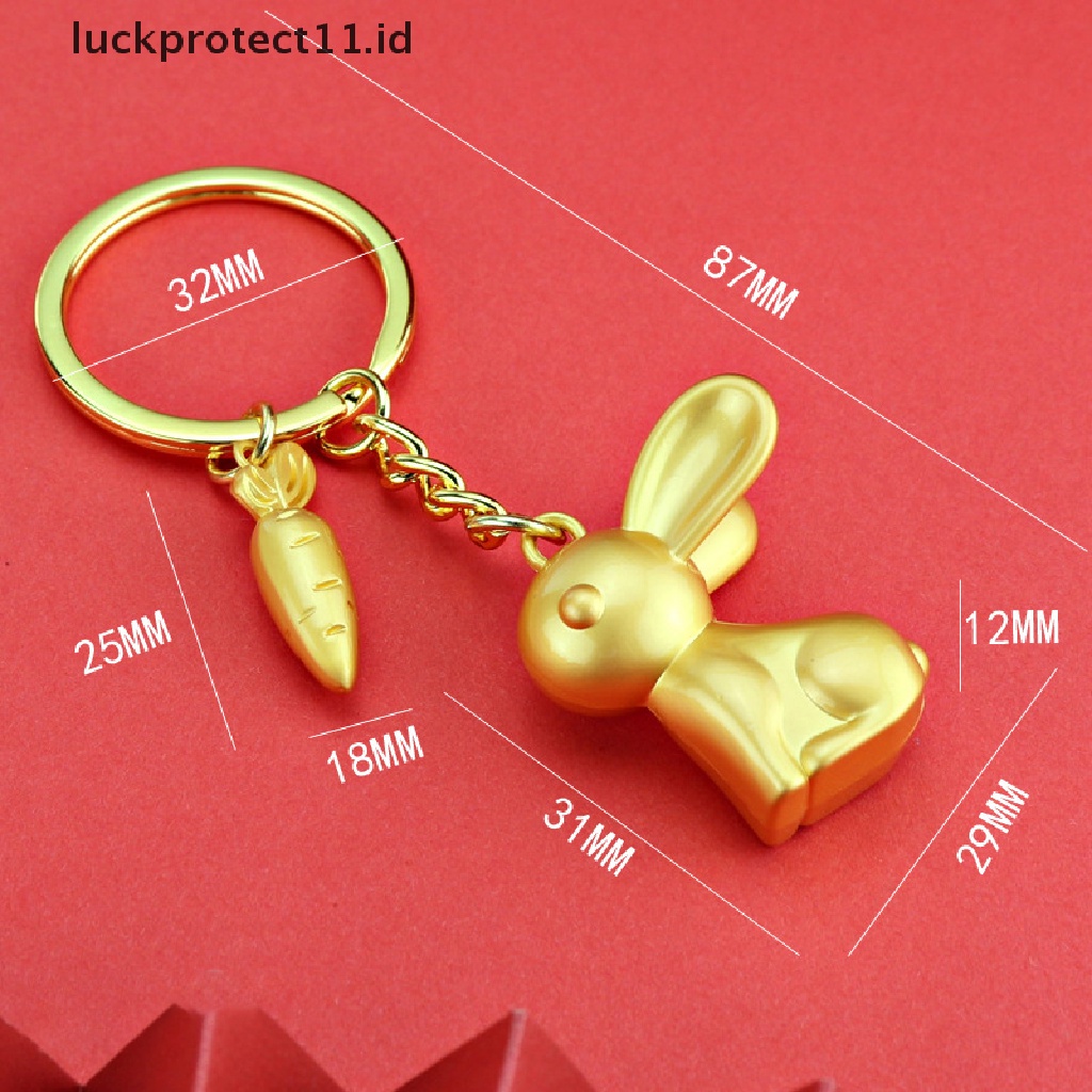 /Fashion Hot// Fashion// Zodiak Cina Logam Emas Kelinci Gantungan Kunci Liontin Ornamen Mobil Ransel Liontin Hadiah.