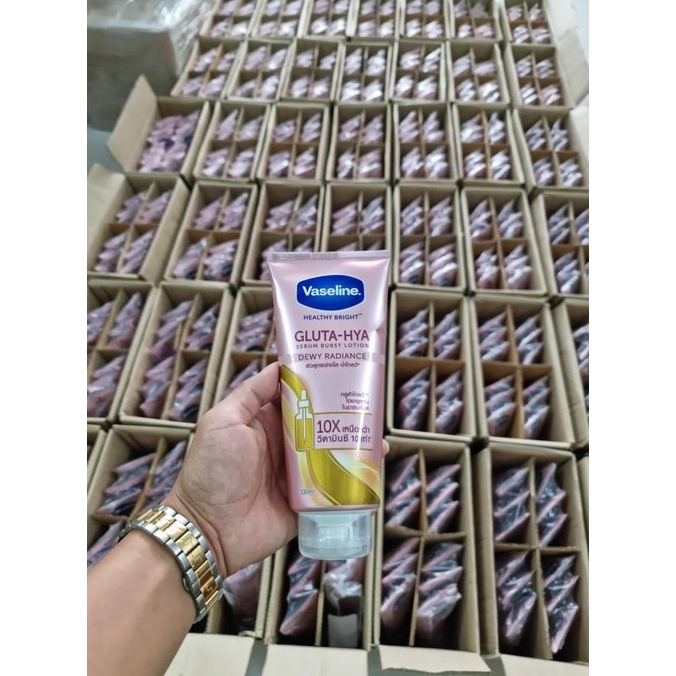 (BISA COD) vaseline gluta hya dewy radiance ori import Unilever Thailand 330ml