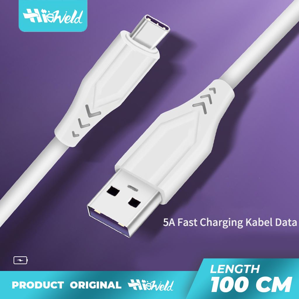 Hisweld Type-C Cable 1m 2.1A 100cm | Fast Charging |  Kabel Data Charger |  Tipe C Original | Kabel Cas Ori |