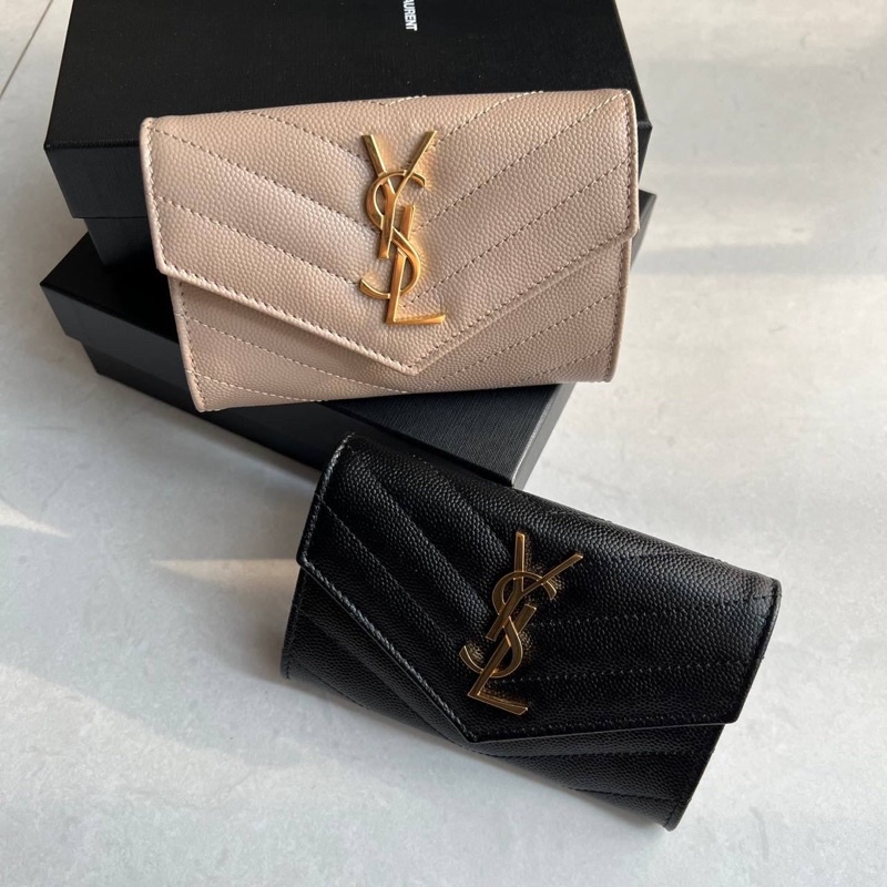 YSL monogram small envelope wallet 4cc+open compartement+back slot pocket