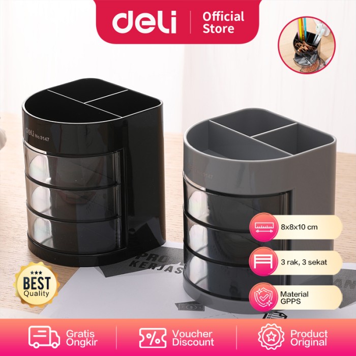 

EKSLUSIF Deli E9147 Tempat Alat Tulis-PS Desk Organizer 6 Comp. Code 3660