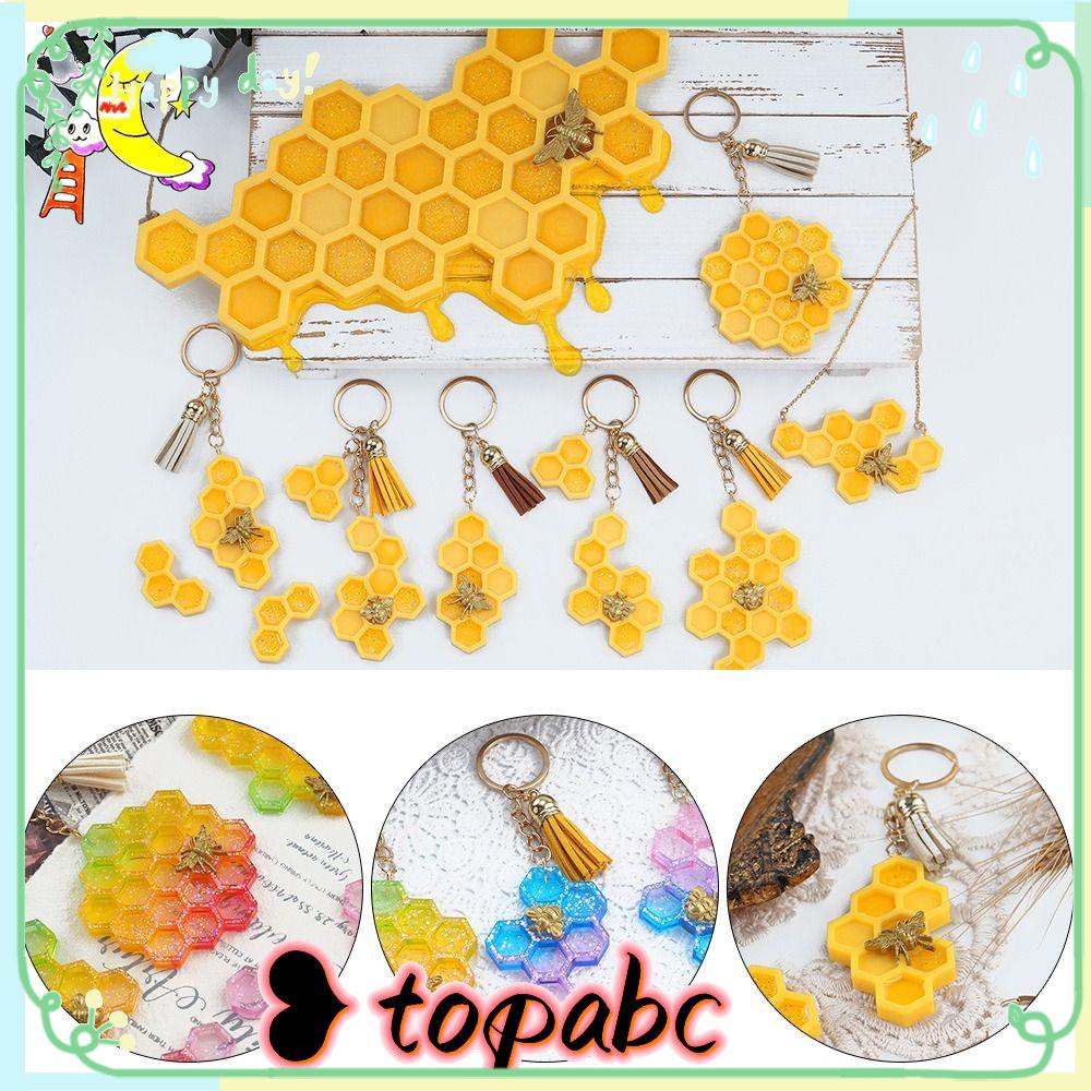 Top Bee Cetakan Bentuk Sarang Lebah Seni Membuat Perhiasan Alat Keyring Resin Molds