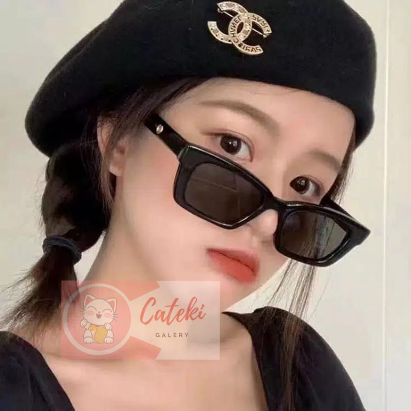 [CTK] PROMO Akesoris Kacamata Hitam Korean Fashion Hitam UV Pria Wanita Pelindung Matahari Anti Radiasi Bentuk Persegi Panjang Kacamata Candy NEW Stylish