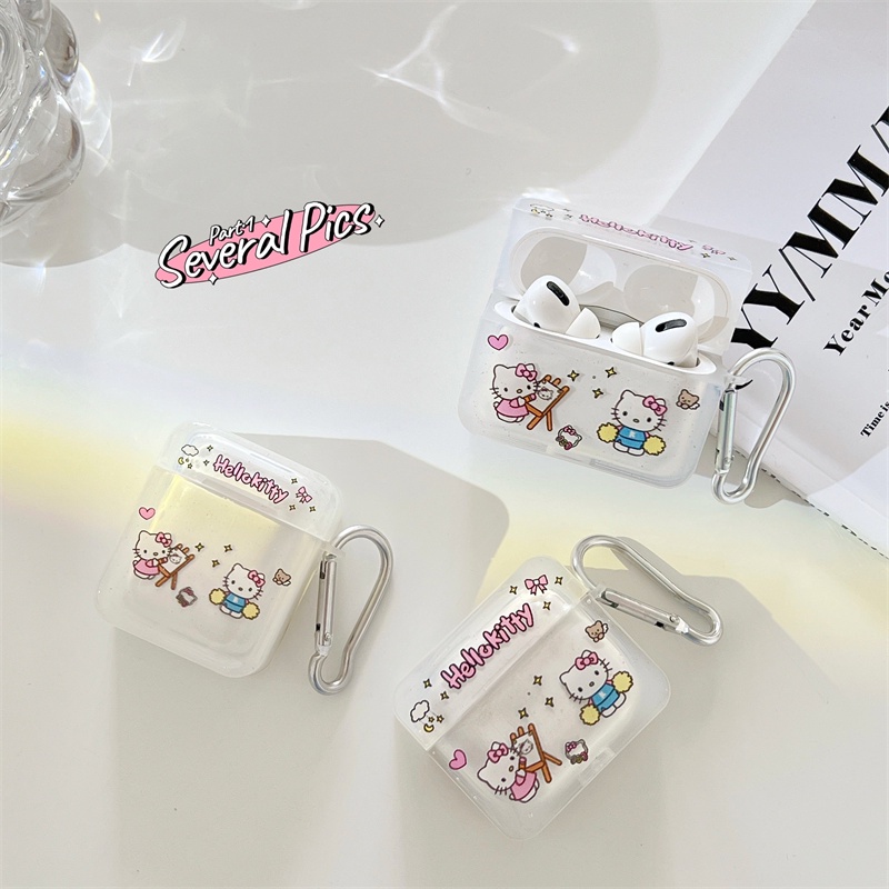 Ins Hello Kitty Kartun Pink Love Hijau Hati Warna-Warni Smiley Lucu Earphone Case Untuk Apple Airpod Pro 3 2 1 2nd Charging Box