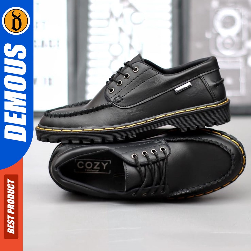 DEMOUS Redfield - Sepatu Boots Docmart Formal Pantofel Kerja Pria Hitam