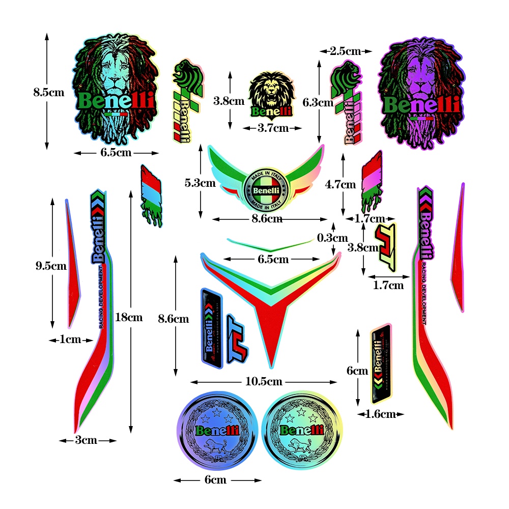 Benelli Stiker Set Sepeda Motor Stiker Reflektif / Laser Emblem Fairing Tangki Bahan Bakar Tangki Bahan Bakar Aksesoris Decal Modifikasi Tubuh Untuk 152 200 EVO