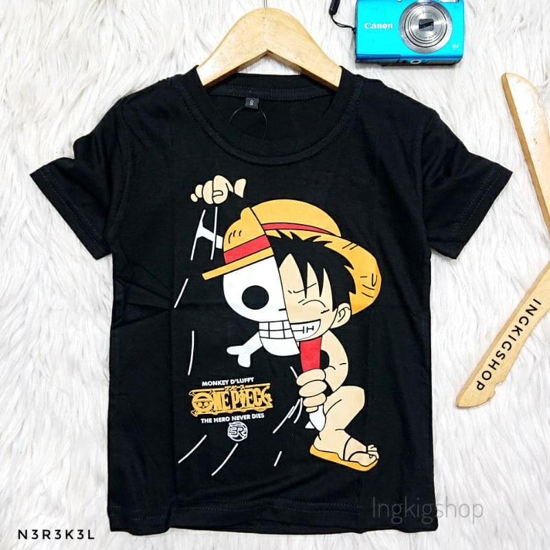 Atasan Baju Kaos Anak Laki Laki One Piece Monkey D'Luffy Original Cotton 30s Ingkigs Kids Fahion Style